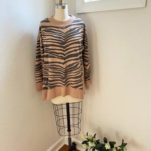 Aerie Tiger Striped Overized Pullover Sweatshirt Side S